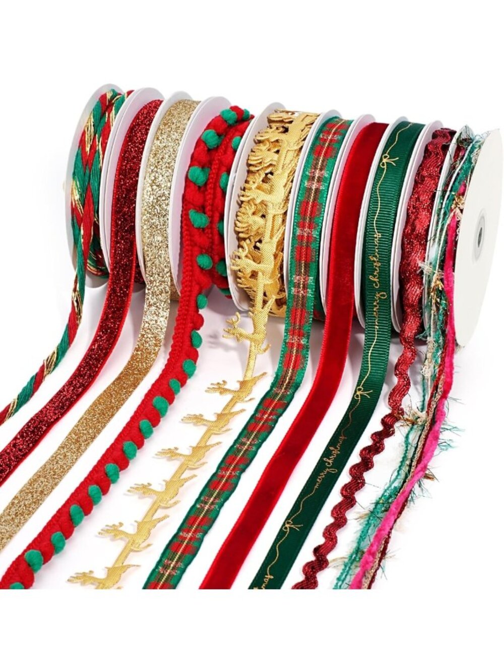 Christmas Craft Ribbon Set - 10 Rolls, 47 Yards Total, Perfect for Holiday DIY